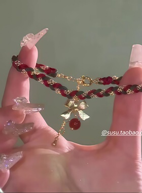 圣诞编织蝴蝶结手链女精致