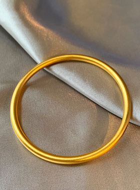 金色古法素圈手镯女新中式复古高级感手环轻奢小众简约百搭手饰品