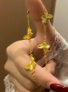 轻奢复古金色蝴蝶手链法式