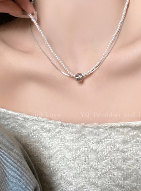甜酷辣妹珍珠蛇骨链双层叠珠子串珠项链女高级感小众锁骨链配饰品