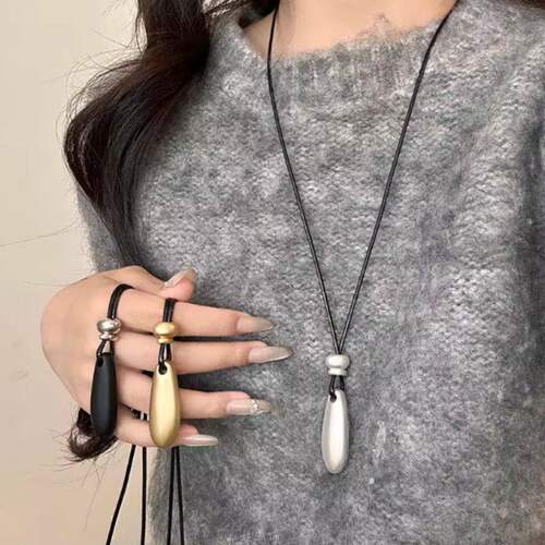 极简水滴吊坠项链女长款