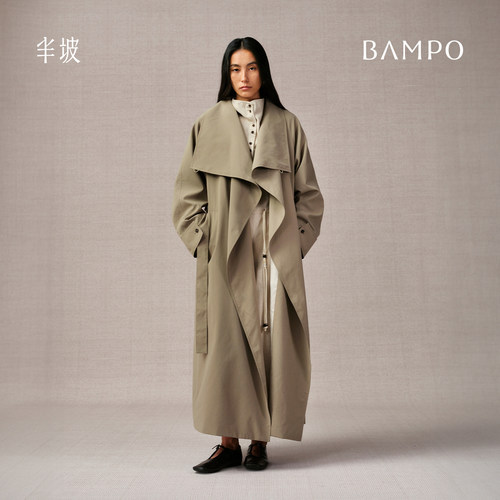 【明星同款】BAMPO半坡风衣女休闲气质通勤长袖外套大衣