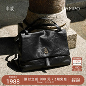 BAMPO半坡瓦檐邮差包 头层牛皮托特包原创新款 大容量斜挎单肩包