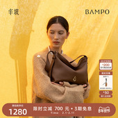 通勤托特包 真皮HOBO秋冬新款 茶香小牛皮 BAMPO半坡绵绵包中号
