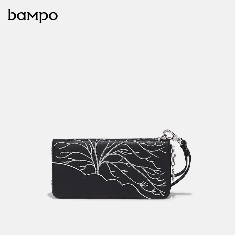 BAMPO半坡头层牛皮长款钱包原创小众专柜秋新款多卡位手拿钱夹女