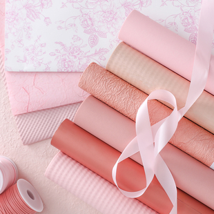 七夕节樱粉色系列花束鲜花包装纸桃粉礼物内衬手工diy花艺材料