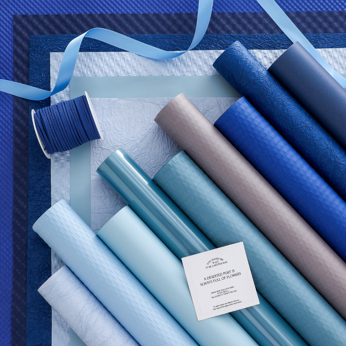 蓝色系列鲜花包装纸午夜蓝克莱因蓝礼物花束包花纸材料花艺资材
