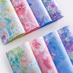 西西里熙梦花园油画风花束包装纸复古氛围鲜花背景纸花艺包花材料