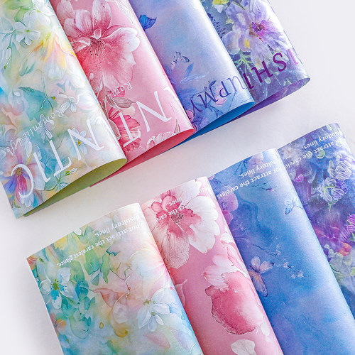 西西里熙梦花园油画风花束包装纸复古氛围鲜花背景纸花艺包花材料