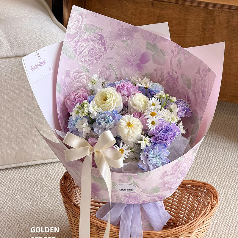 岁岁芳华压纹玫瑰浮雕工艺木棉纸鲜花包装纸风华纸艺术纸花艺资材