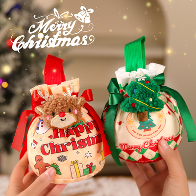 圣诞节苹果袋平安夜苹果礼盒平安果绒布袋糖果礼物袋子装饰礼品袋