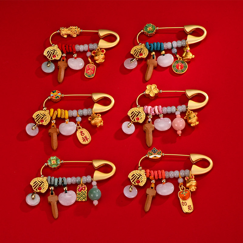 古法黄金色兔宝婴儿外出防惊跳玉石装饰别针挂件扣针孕妇桃木剑胸,饰品/流行首饰/时尚饰品新,胸针,淘宝优惠券,粉丝福利购,淘宝优惠卷