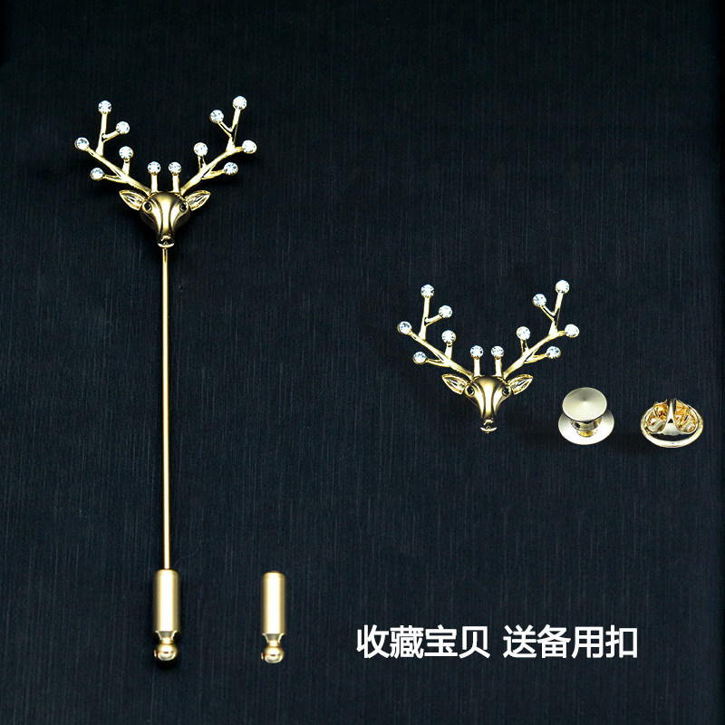 鹿角胸针时尚鹿头西装别针男徽章高档定制胸花配饰女衬衫领针韩国