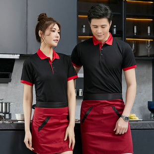 酒店餐厅餐饮饭店服务员工作服短袖衬衣夏装女火锅店农家乐定制