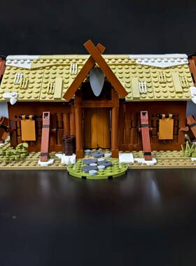 中国积木MOC-102557中世纪维京长屋维京人之家房屋建筑拼装玩具