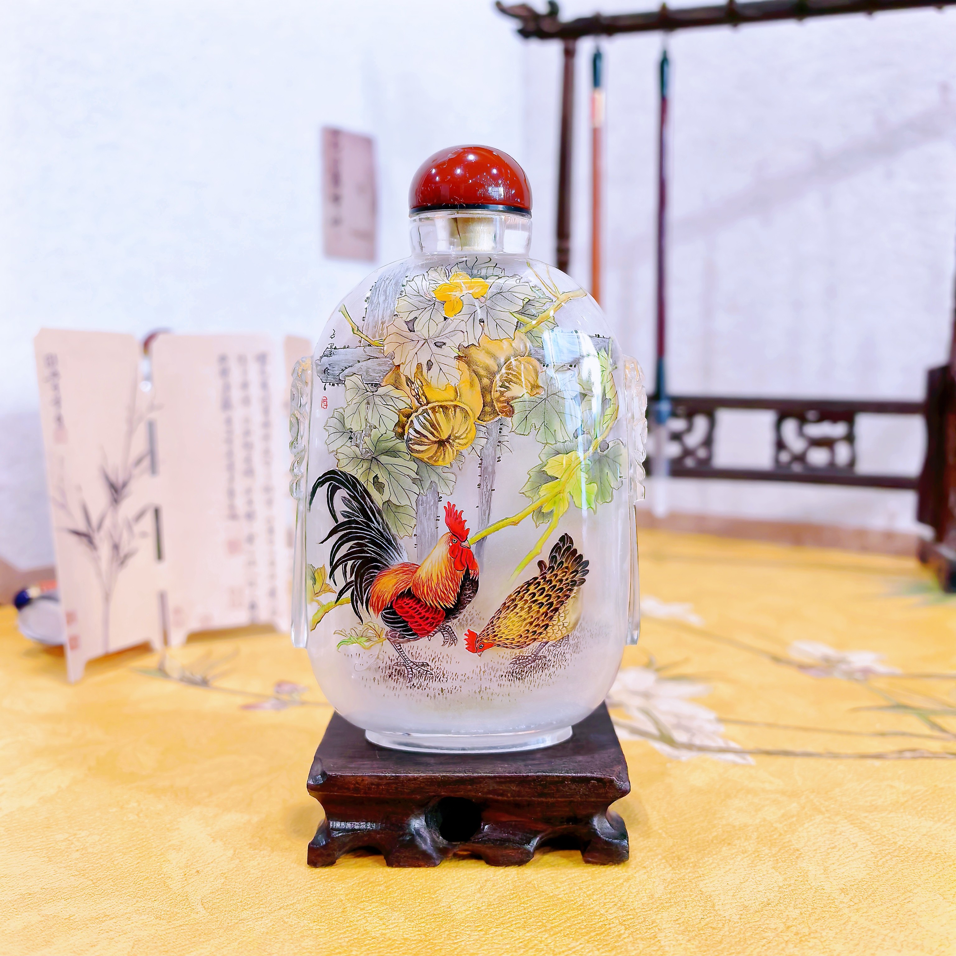 匠心独韵大号瓶内画鼻烟壶新年特色礼品礼物吉祥如意鸡生肖,特色手工艺,内画鼻烟壶,淘宝优惠券,粉丝福利购,淘宝优惠卷