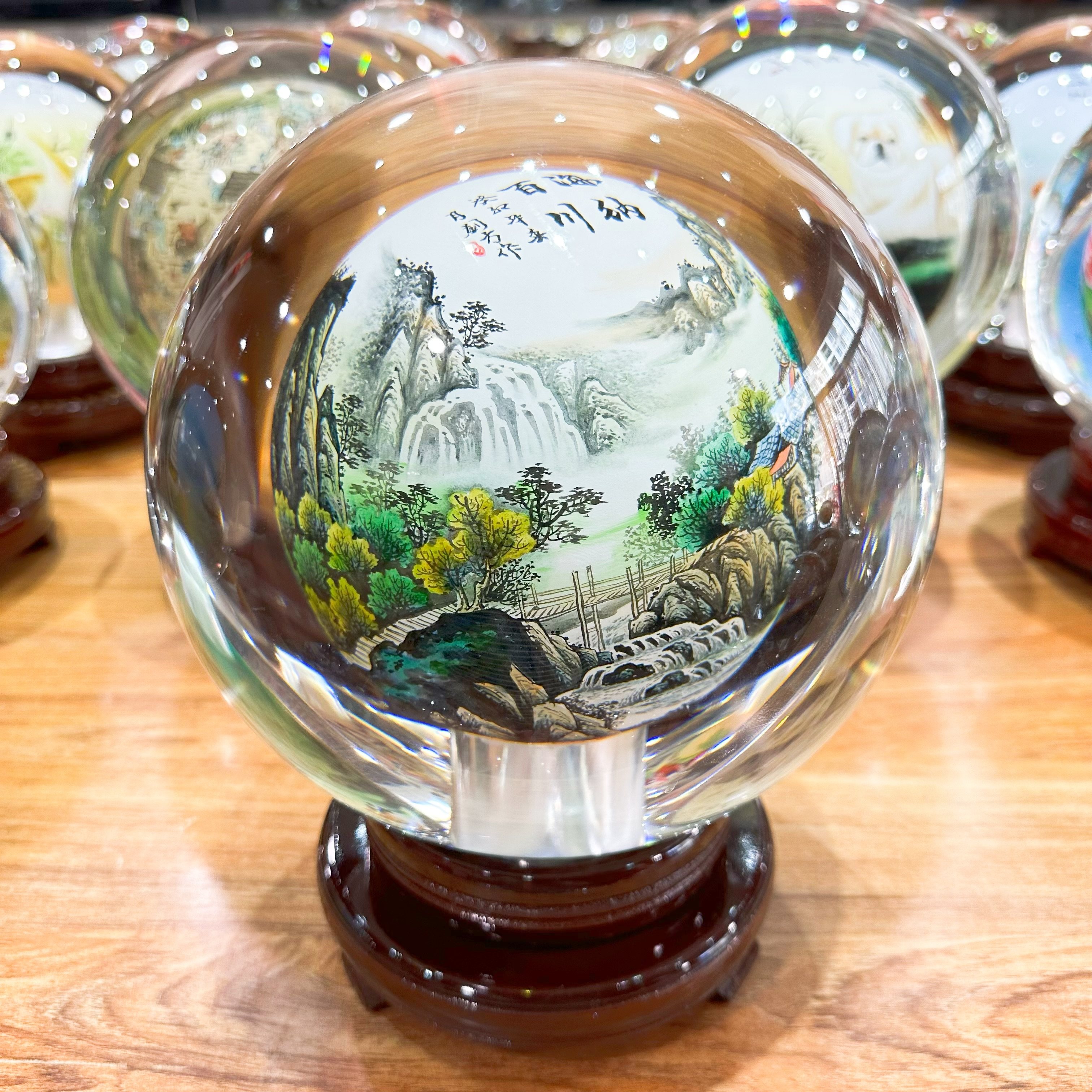匠心独韵内画水晶球桌面摆件纯手工海纳百川居家简约现代全新客厅