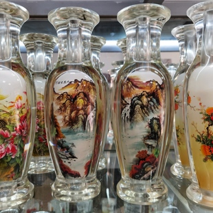 匠心独韵内画手工绘画大展宏图山水图内画花瓶家居摆件一对出售