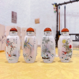 衡水匠心独韵内画鼻烟壶套装梅兰竹菊四大美女图国风新年高档礼物