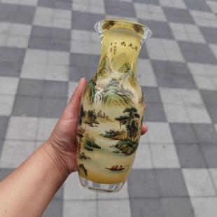 匠心独韵内画花瓶访友图高度约20厘米精致花瓶