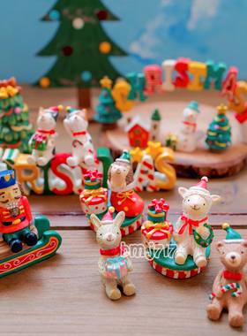 日本原装正版maruwa圣诞树雪人小兔家居饰品微缩桌面摆件小猫手办