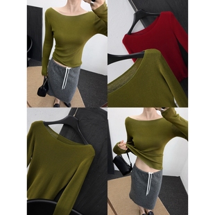 炒棒衣型系列 线衣女 超细羊毛混纺一字领打底针织秋冬基础修身