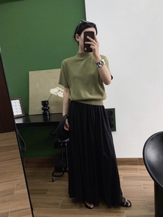 复古通勤软糯内搭套头 早秋高级感半高领宽松显瘦藏肉针织上衣女装