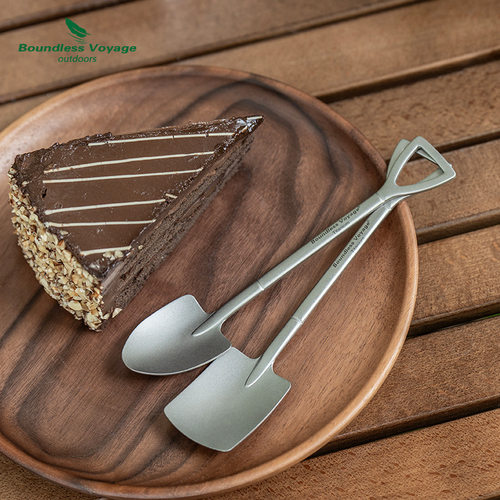 必唯钛勺调羹迷你铁锹勺创意甜品勺水果挖球勺家用汤勺便携露营勺