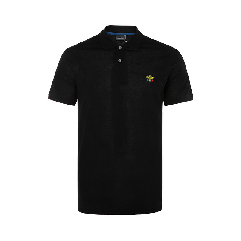 PS PAUL SMITH 迷你刺绣图案logo 黑色棉质男士短袖POLO衫