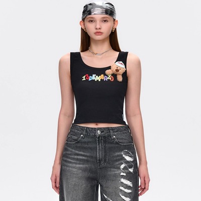 13DE MARZO 25春夏女士拼色字母刺绣背心百搭休闲吊带银泰 300178