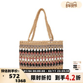 temps des rêves颂 鹤 手拎沙滩包森系单肩包银泰百货精品