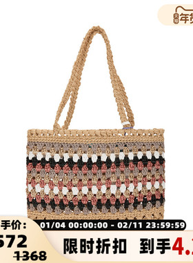 Le temps des rêves颂的鹤 手拎沙滩包森系单肩包银泰百货精品