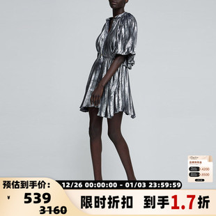 短袖 青铜色百褶设计日常休闲女士收腰款 ACLER 连衣裙 折扣