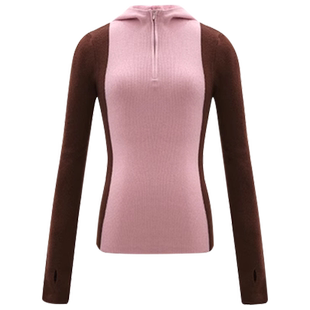 concise-white/简白女士拼色连帽修身长袖针织衫设计师品牌301257