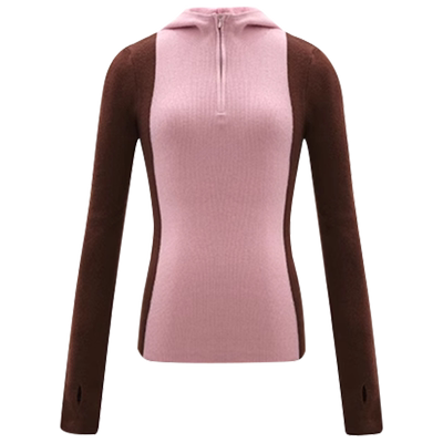 concise-white拼色连帽针织衫