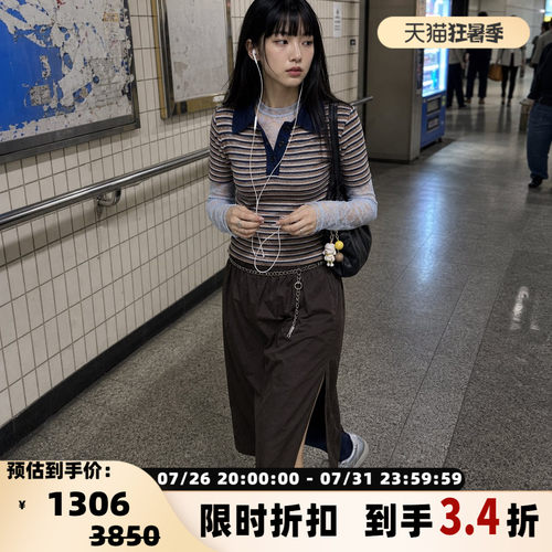 RECTO女士条纹短袖POLO衫上衣