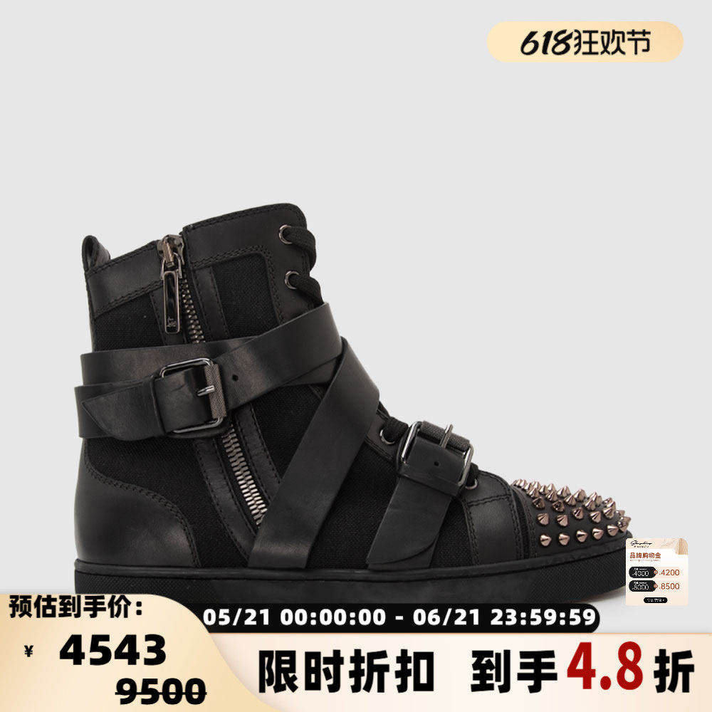 Christian Louboutin/路铂廷男士铆钉系带短靴马丁靴银泰301604