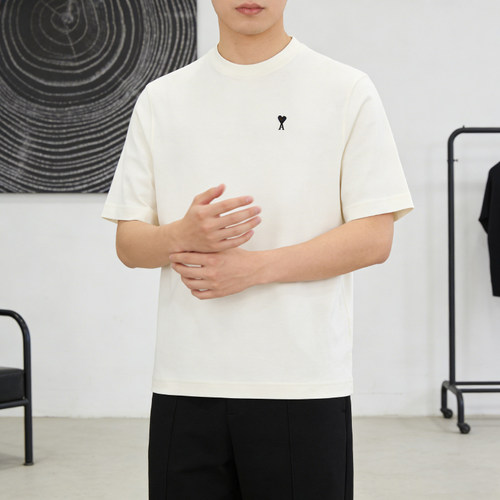 AMI PARIS 26春夏新款男女同款黑字圆领短袖T恤银泰百货300217