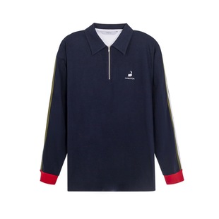 301574 pushBUTTON新款 女士方领拼接长袖 POLO衫 银泰百货精品