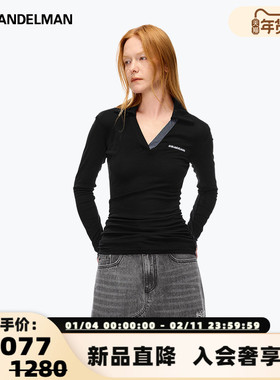 ANN ANDELMAN 25春夏女士气质V领拼接针织上衣银泰百货301286