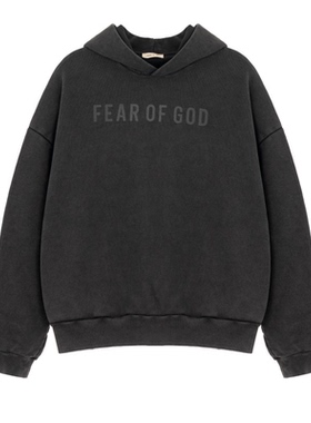 FEAR OF GOD 男士黑色字母logo百搭休闲连帽卫衣银泰百货 301574