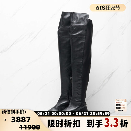 Sergio Rossi 秋冬女士饰带过膝靴高筒靴银泰百货精品 301596