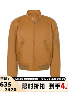 RECTO春季褐黄色复古休闲女士立领棒球服拉链夹克银泰百货