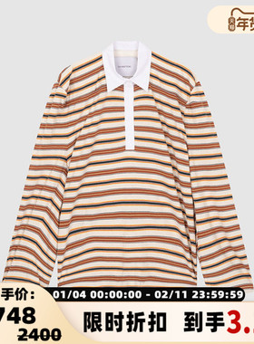 pushBUTTON春季条纹刺绣印花女士休闲长袖POLO衫银泰百货 301604