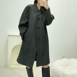 301596 Maison Margiela 早秋款 女士羊毛极简毛呢大衣银泰百货