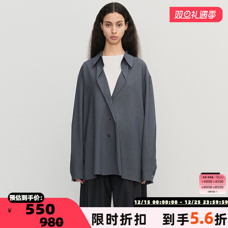 CONCISE-WHITEV领廓形女士衬衣