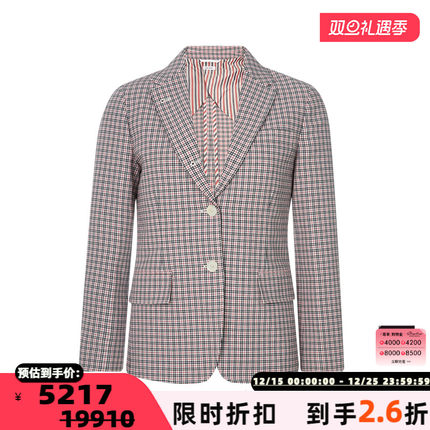 THOM BROWNE 春季新款女士格纹单排扣上衣商务休闲长袖西装外套