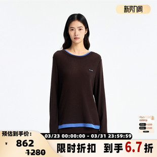 新款 简白 撞色假两件长袖 针织衫 3017 concise 银泰百货 white