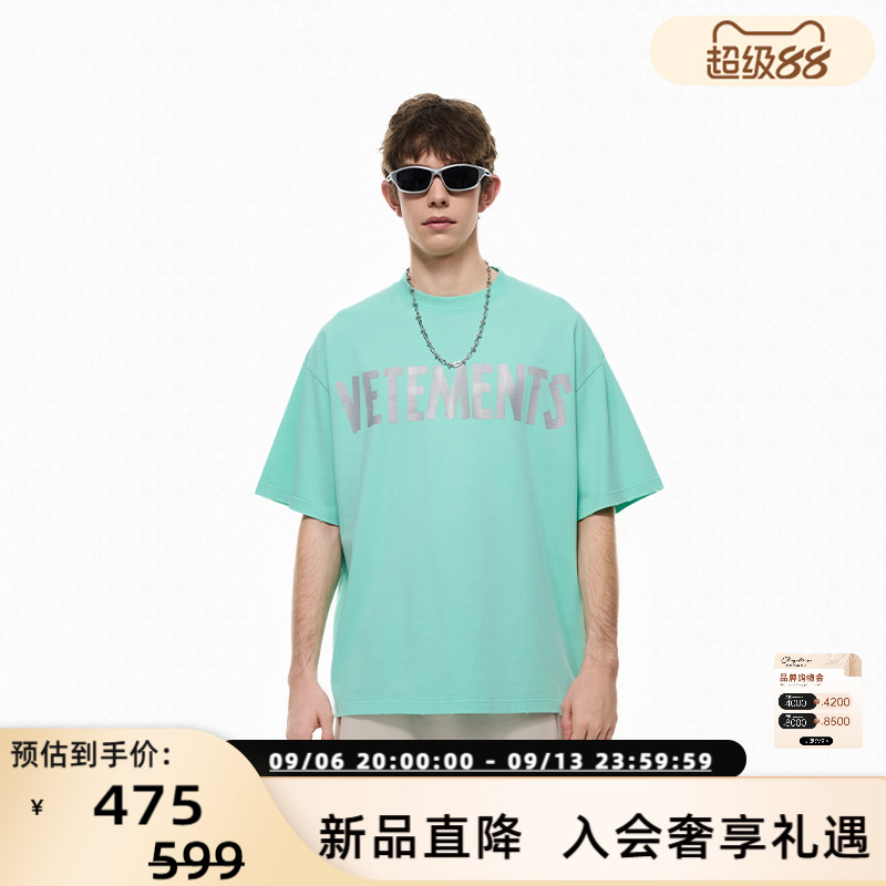 VETEMENTS26春夏新款男女水洗磨毛纯棉印花短袖T恤银泰百货301446图片