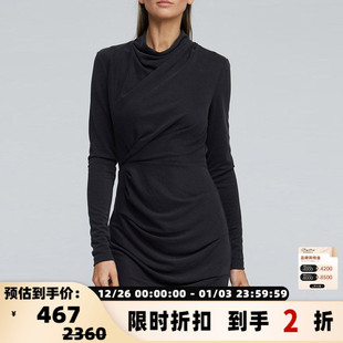 折扣 女士长袖 ACLER 款 连衣裙 灰黑色褶皱修身